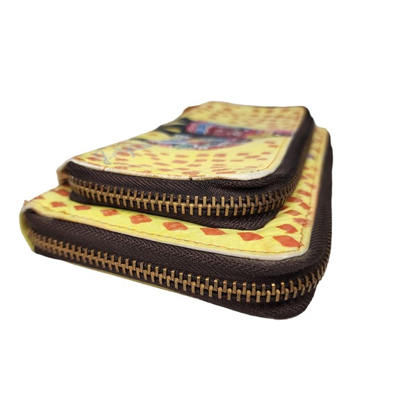 Artistic Expressions by Sharif 1827 VTG Hand Painted Elephant Zip Around Wallet - Picture 5 of 11